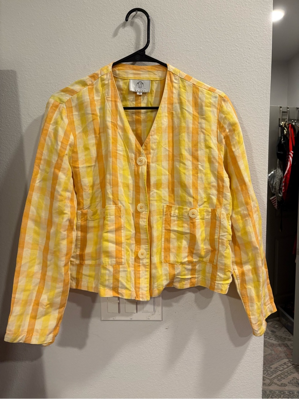 Sporto Yellow & White Striped Button-Down Jacket